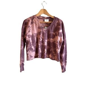 Cozie by Pink Rose copper clay tie dyed cropped sweatshirt NWT